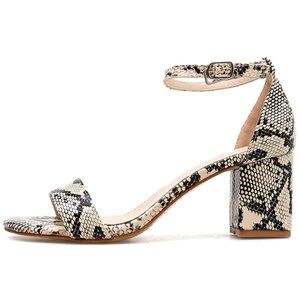 snakeskin Express open toe heels